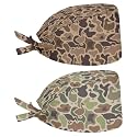 2 Pack Scrub Cap with Sweatband Adjustable Tie Back Turban Hat Headgear Beanie for Women Men Working Cap