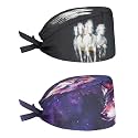 2 Pack Scrub Cap with Sweatband Adjustable Tie Back Turban Hat Headgear Beanie for Women Men Working Cap