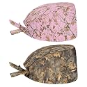 2 Pack Scrub Cap with Sweatband Adjustable Tie Back Turban Hat Headgear Beanie for Women Men Working Cap