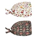 2 Pack Scrub Cap with Sweatband Adjustable Tie Back Turban Hat Headgear Beanie for Women Men Working Cap