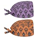 2 Pack Scrub Cap with Sweatband Adjustable Tie Back Turban Hat Headgear Beanie for Women Men Working Cap
