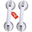 2 Pack Grab Bars for Bathroom, Shower Handle, Handicap Grab Bars, Shower Grab Bar, Good Grip & Suction Heavy Duty Safety Support Non Slip Tool-Free Installation - ONLY for Tiles Glass & Hard Plastic