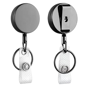 will well 2 pack retractable keychain - metal badge reel - glossy black