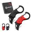 2 Pack Small Pocket Knife Gifts for Men &amp; Women, Cool Folding Knife Box Cutter, Mini EDC Knives for Everyday Carry(Black &amp; Red)