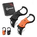 2 Pack Small Pocket Knife Gifts for Men & Women, Cool Folding Knife Box Cutter, Mini EDC Knives for Everyday Carry(Black & Orange)