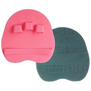 2 pack soft silicone shower brush body amp face amp short hair wash bath exfoliating skin massage scrubber dry skin brushing glove loofah fit for sensitive and all kinds of skin peonypinkgreen