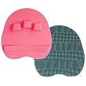 2 Pack Soft Silicone Shower Brush, Body &amp; Face &amp; Short Hair Wash, Bath Exfoliating Skin Massage Scrubber, Dry Skin Brushing Glove Loofah, Fit for Sensitive and All Kinds of Skin (PeonyPink+Green)
