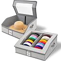 2 Pack Stackable Hat Organizer for Baseball Caps with Clear Window Lid