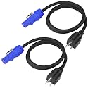 2 Pack Stage Light PowerCON Cable with 3 Prong Plug, 20A 3Pin 16AWG, Male to Male Power Cable for Outdoor Stage Lighting Series-1M/3FT (2PC)