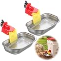 2 Pack Stainless Steel Chicken Waterer Cups, Auto Fill Poultry Water Cups