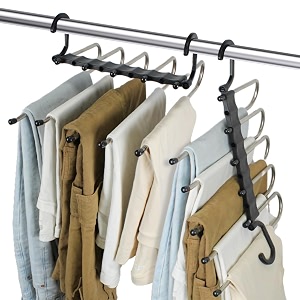 2 pack stainless steel foldable hanger for clothes hanging 5 in 1 multi-layer pant hangers for wardrobe magic foldable steel hanger for clothes multipurpose clothes hanger organizer