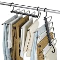 2 Pack Stainless Steel Foldable Hanger for Clothes Hanging, 5 in 1 Multi-Layer Pant Hangers for Wardrobe, Magic Foldable Steel Hanger for Clothes, Multipurpose Clothes Hanger Organizer