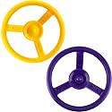 2 Pack Steering Wheel Playset Plastic Pirate Ships Wheel with Mounting Tools for Kids Playground Outdoor Gym (Purple, Yellow)