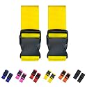2 Pack Suitcase Straps, Bright Color Adjustable Luggage Belts, TSA Approved (Yellow)