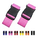 2 Pack Suitcase Straps, Bright Color Adjustable Luggage Belts, TSA Approved (Pink)