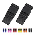 2 Pack Suitcase Straps, Bright Color Adjustable Luggage Belts, TSA Approved (Black)