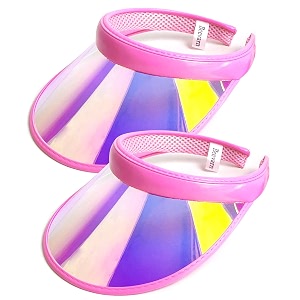 2 pack sun visor hats women men iridescent clear sport outdoor cap 2packpink 6 34-7 14