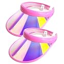 2 Pack Sun Visor Hats Women Men Iridescent Clear Sport Outdoor Cap, 2pack,pink, 6 3/4-7 1/4