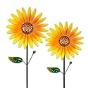 2 Pack Sunflower Wind Spinners/Pinwheels for Yard Garden, Outdoor Decor