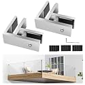 2 Pack T304 Railing Glass to Glass Clamp, Stainless Steel Bracket for Balustrade, 90 Degree Brushed Finish Railing Clip Holder for Pool Fence, Balustrade, Balcony Deck