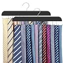 2 Pack Tie Hanger Space Saving, Wooden Tie Organizer for Men with 40 Hooks
