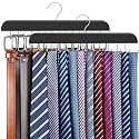 2 Pack Tie Rack & Belt Hanger for Closet Organization, Wooden Tie Organizer