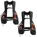 2 Pack Tool Vest with Leather, 33 Pockets Tools Belt, Black