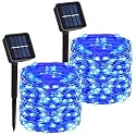 200 LED Solar Fairy String Lights, 2 Pack Christmas Copper Wire Lights