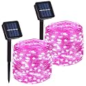 200 LED Solar Fairy String Lights, 2 Pack Christmas Copper Wire Lights