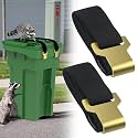 2 Pack Trash Can Lock for Raccoons, Adjustable Lid Strap with Metal Claw