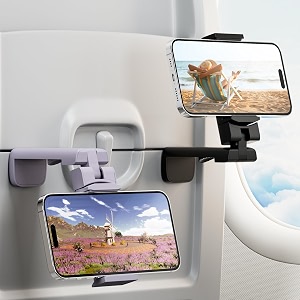 2 pack universal airplane phone stand holder klearlook 360 degree rotation travel essentials phone mount for desk handsfree flexible travel accessories for flying valentines gift for couple