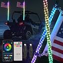 (2 Pack) Upgraded 4FT RGB Whip Lights with Anti-Fracture Spring Base, Spiral Led Whip Light with Remote & App ControI, for UTV ATV Off-Road Truck Car, and 4X4 Sand Buggy