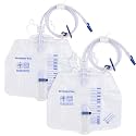 2 Pack Urinary Drainage Bag with Anti-Reflux Chamber, 4000ml Large Capacity, 48" Drainage Tube, Professional Urine Bags with Clips and Hanging Hook, Catheter Bags for Men