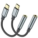 2 Pack USB C to 3.5mm Audio Adapter, USB C to Aux Female Dongle Cable Cord