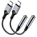 2 Pack USB C to 3.5mm Headphone Jack Adapter for iPhone Duo/18 Pro Max/17/16/15, Type C Aux Audio Dongle Cable Cord Compatible with iPad, Samsung Galaxy S25/24/S23/S22/S21, MacBook-Gray
