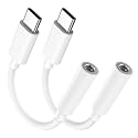 2 Pack USB C to 3.5mm Headphone Jack Adapter, Aux to USB C HiFi Compatible for iPhone Duo/18 Pro Max/17/16/15,Type C Aux Audio Dongle Cable Cord for iPad,Samsung Galaxy S26/S25/24/S23,Pixel -White