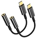 2 Pack USB C to 3.5mm Headphone Jack Adapter – Aux to USB C HiFi Audio Dongle, Type C to Aux Female Cable Cord Compatible with iPhone 18 Pro Max/18 Pro/Duo/17/16/15, Samsung S26/S25/S24/S23, Pixel