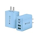 2-Pack USB C Charger Block, 40W USB C Charger Fast Charging Block, 4-Port USBC PD Power Adapter + QC Wall Plug Multi Type C Charging Block Cube for iPhone 16 15 14 13 12 11 Pro Max Plus, Samsung, iPad