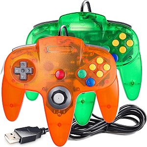 2 pack usb wired n64 controller miadore classic n64 pc gamepad joystick controller for windows pc mac linux raspberry pi 3 greenorange