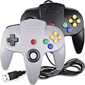 2 Pack USB Wired N64 Controller, miadore Classic N64 PC Gamepad Joystick Controller for Windows PC MAC Linux Raspberry Pi 3 (Black/Gray)