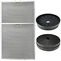 2 Pack WA0575 Aluminum Grease Range Hood Filters with 2 Pack CACF003 Charcoal Filters Replacement for Vissani 30-inch Pyramid or WA0575 Wall Mount Range Hood