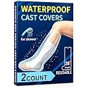 2-Pack Waterproof Leg Cast Cover for Shower, Reusable Sleeve for Foot