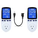 2 Pack Watt Meter Power Meter Plug with 1 Cord 7 Modes Display