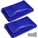 2 Pack Welding Curtain Safety Screen with Fixed Belt, 6 x 8ft Blue, Fire Resistant Transparent Vinyl Welding Shield for UV and Blue Light Protection