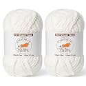 2 Pack White Fluffy Velvet Yarn for Crocheting,Chunky Chenille Baby Blanket Yarn for Crochet,Soft Fuzzy Puzzle Yarn for Knitting,(100g/3.53oz Each) Bulky Thick Amigurumi Crochet Yarns