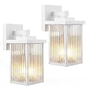2 Pack White Porch Light, Rust-Resistant Outdoor Wall Light