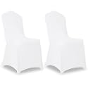2 Pack White Stretch Polyester Spandex Chair Covers Universal Washable Removable Chair Slipcovers Protector for Wedding Banquet Events Party Dining Decoration