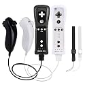 TechKen Premium 2Pack Wii Replacement Controllers with Built-in Motion Plus &amp; Broad Compatibility, Wii Remotes 2 Pack with Nunchucks, Wrist Straps and Silicon Cases for Wii and Wii U