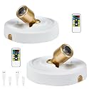 2-Pack Wireless LED Spotlight, Rechargeable Picture Lights, Uplighting Indoor, Painting Light with Remote Dimmable and Timer, Plant Spot Lights for Wall Art Display Dartboard Painting Artwork