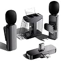 2-Pack Wireless Mini Lavalier Lapel Microphone for iPhone,Android Phone(2 in 1) w/ Case - 65ft Cordless Clip on Dual Mics with Noise Reduction 6H Working Time for Video Recording Vlogging, YouTube